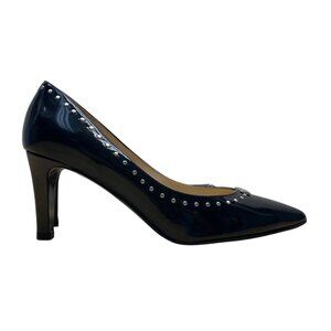 Brighton Womens Black Patent Leather Studded Pointed Toe Heels Size 8M